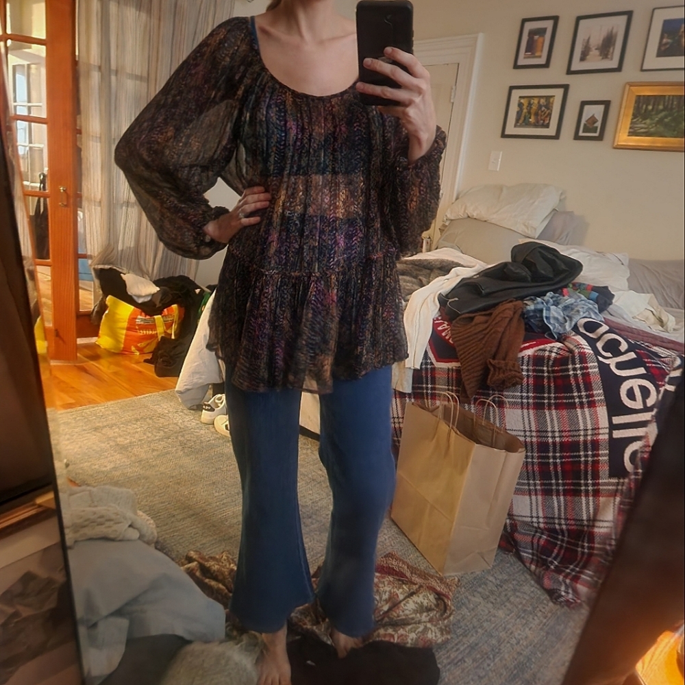 Mes Demoiselles sheer chiffon boho blouse 42 XL